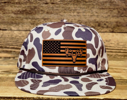 Buck Skull American Flag Hat | Old's Cool Slough Goat Rope