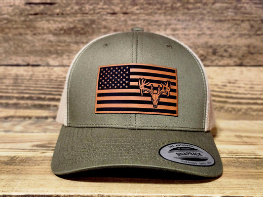 Buck Skull American Flag Hat