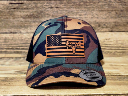 Buck Skull American Flag Hat